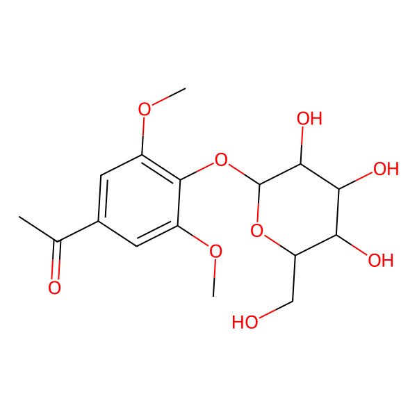 2D Structure of Ethanone, 1-(4-(beta-D-glucopyranosyloxy)-3,5-dimethoxyphenyl)-