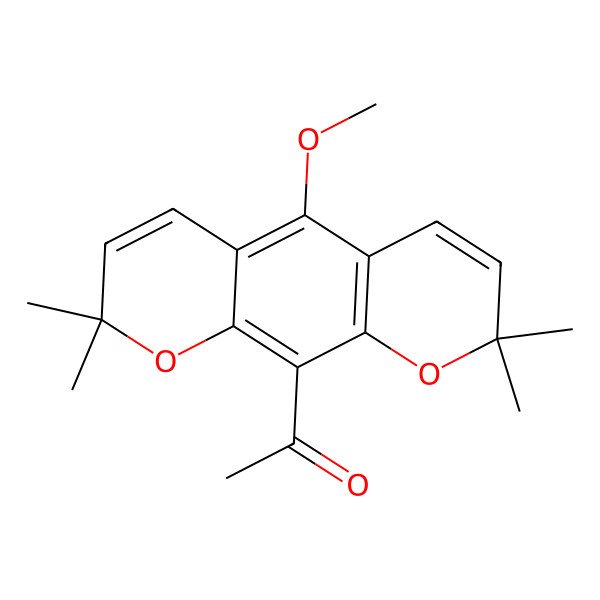 2D Structure of Ethanone, 1-(5-methoxy-2,2,8,8-tetramethyl-2H,8H-benzo[1,2-b:5,4-b']dipyran-10-yl)-