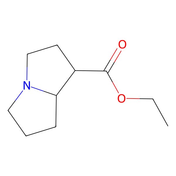 2D Structure of ethyl (1R,8R)-2,3,5,6,7,8-hexahydro-1H-pyrrolizine-1-carboxylate
