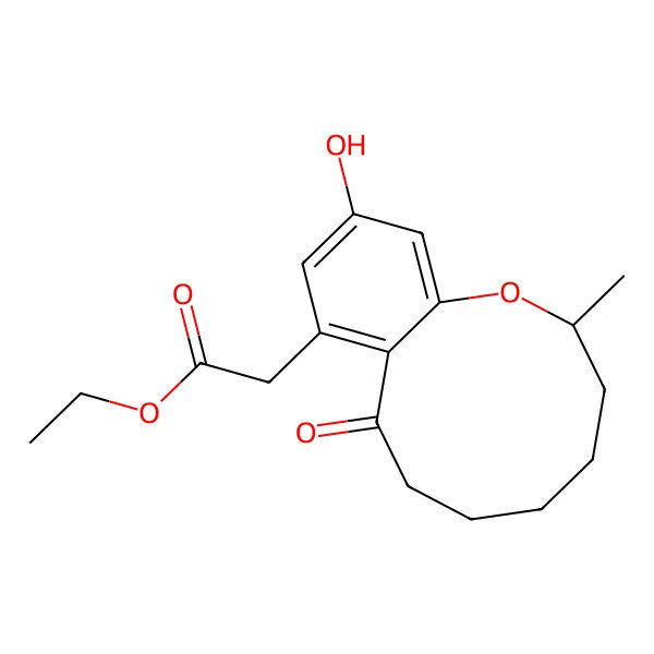 2D Structure of Ethyl 2-(11-hydroxy-2-methyl-8-oxo-2,3,4,5,6,7-hexahydro-1-benzoxecin-9-yl)acetate