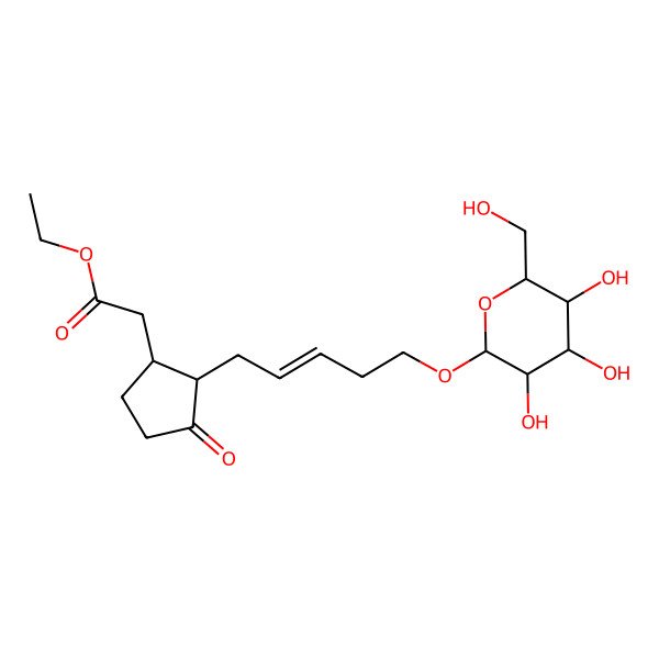 2D Structure of Ethyl 2-[3-oxo-2-[5-[3,4,5-trihydroxy-6-(hydroxymethyl)oxan-2-yl]oxypent-2-enyl]cyclopentyl]acetate