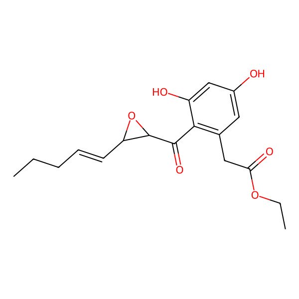 2D Structure of ethyl 2-[3,5-dihydroxy-2-[(2R,3S)-3-[(E)-pent-1-enyl]oxirane-2-carbonyl]phenyl]acetate