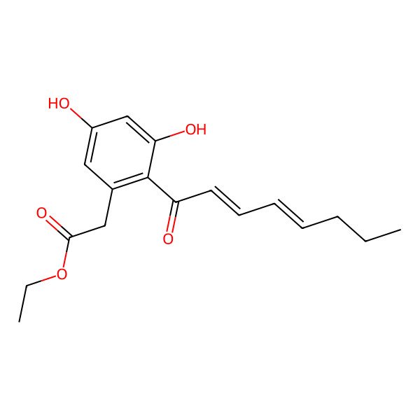 2D Structure of Ethyl 2-(3,5-dihydroxy-2-octa-2,4-dienoylphenyl)acetate