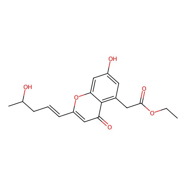2D Structure of Ethyl 2-[7-hydroxy-2-(4-hydroxypent-1-enyl)-4-oxochromen-5-yl]acetate