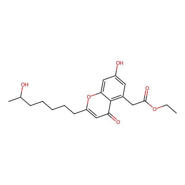 2D Structure of ethyl 2-[7-hydroxy-2-[(6R)-6-hydroxyheptyl]-4-oxochromen-5-yl]acetate