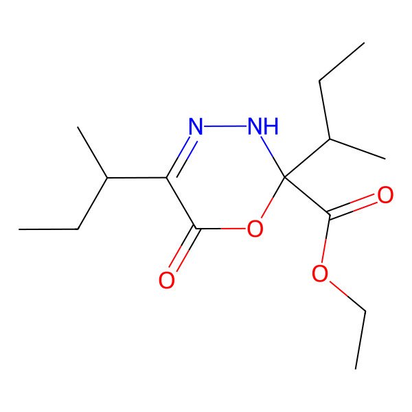 2D Structure of ethyl 2,5-di(butan-2-yl)-6-oxo-3H-1,3,4-oxadiazine-2-carboxylate