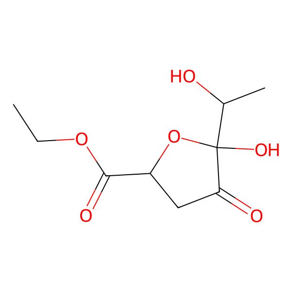 2D Structure of ethyl (2R,5S)-5-hydroxy-5-[(1S)-1-hydroxyethyl]-4-oxooxolane-2-carboxylate