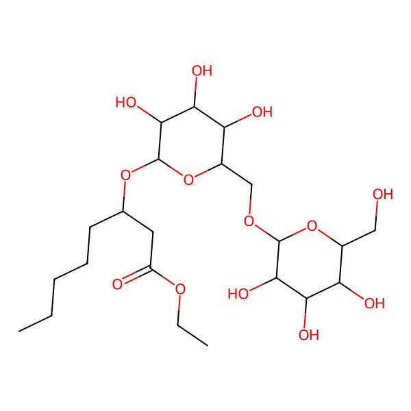2D Structure of Ethyl 3-hydroxyoctanoate O-[glucosyl-(1->6)-glucoside]