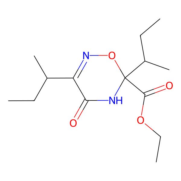 2D Structure of ethyl 3,6-di(butan-2-yl)-4-oxo-5H-1,2,5-oxadiazine-6-carboxylate