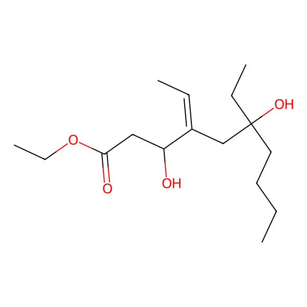 2D Structure of ethyl (3R,4Z,6S)-6-ethyl-4-ethylidene-3,6-dihydroxydecanoate