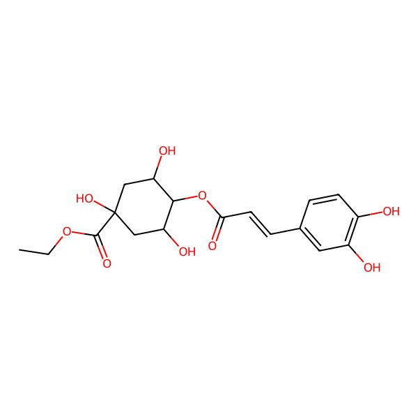 2D Structure of Ethyl 4-[3-(3,4-dihydroxyphenyl)prop-2-enoyloxy]-1,3,5-trihydroxycyclohexane-1-carboxylate