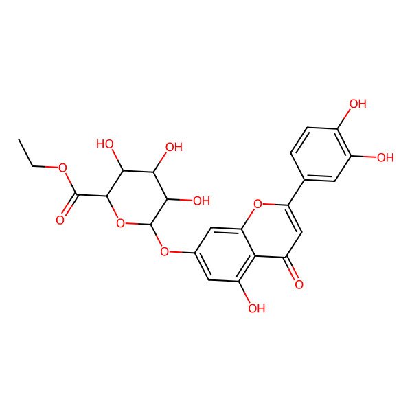 2D Structure of Ethyl 6-[2-(3,4-dihydroxyphenyl)-5-hydroxy-4-oxochromen-7-yl]oxy-3,4,5-trihydroxyoxane-2-carboxylate