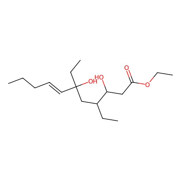 2D Structure of ethyl (E,3R,4S,6S)-4,6-diethyl-3,6-dihydroxyundec-7-enoate