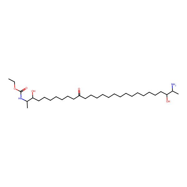 2D Structure of ethyl N-[(2R,3R,26S,27S)-27-amino-3,26-dihydroxy-11-oxooctacosan-2-yl]carbamate