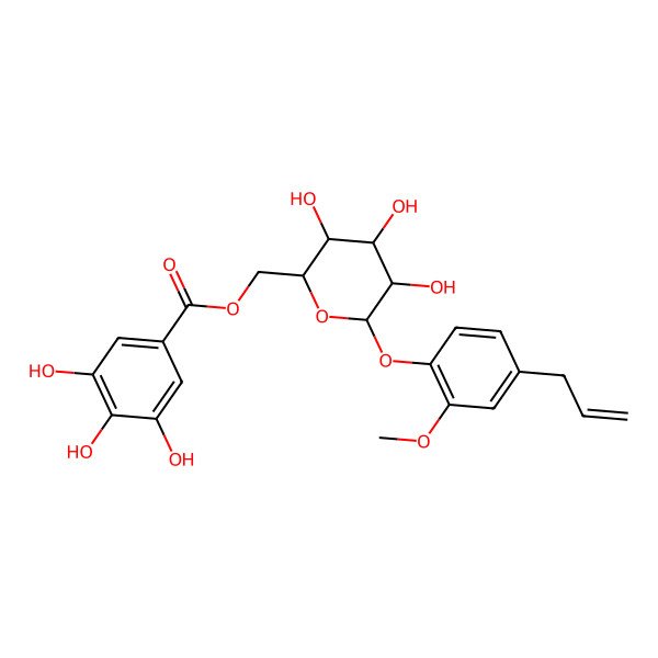 2D Structure of Eugenol O-[3,4,5-Trihydroxybenzoyl-(->6)-b-D-glucopyranoside]