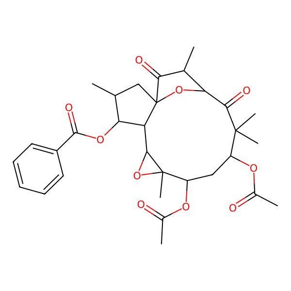 2D Structure of [(1R,3S,4S,5R,6R,8R,9R,11R,14R,15S)-9,11-diacetyloxy-3,8,12,12,15-pentamethyl-13,16-dioxo-7,17-dioxatetracyclo[12.2.1.01,5.06,8]heptadecan-4-yl] benzoate