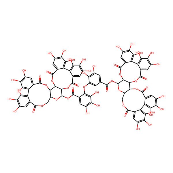 2D Structure of [(1R,2S,19R,20S,22R)-7,8,9,12,13,14,28,29,30,33,34,35-dodecahydroxy-4,17,25,38-tetraoxo-3,18,21,24,39-pentaoxaheptacyclo[20.17.0.02,19.05,10.011,16.026,31.032,37]nonatriaconta-5,7,9,11,13,15,26,28,30,32,34,36-dodecaen-20-yl] 2-[5-[[(1R,2S,19R,20S,22R)-7,8,9,12,13,14,28,29,30,33,34,35-dodecahydroxy-4,17,25,38-tetraoxo-3,18,21,24,39-pentaoxaheptacyclo[20.17.0.02,19.05,10.011,16.026,31.032,37]nonatriaconta-5,7,9,11,13,15,26,28,30,32,34,36-dodecaen-20-yl]oxycarbonyl]-2,3-dihydroxyphenoxy]-3,4,5-trihydroxybenzoate