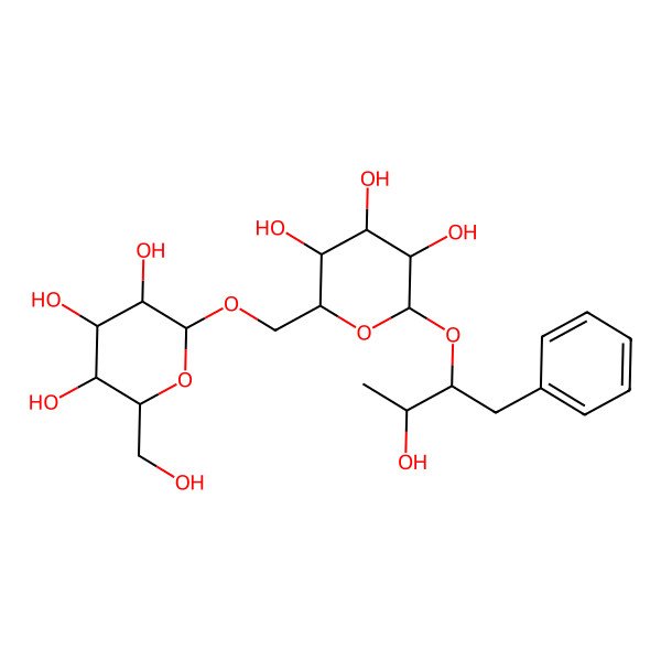 2D Structure of (2R,3S,4S,5R,6R)-2-(hydroxymethyl)-6-[[(2R,3S,4S,5R,6R)-3,4,5-trihydroxy-6-[(2S,3S)-3-hydroxy-1-phenylbutan-2-yl]oxyoxan-2-yl]methoxy]oxane-3,4,5-triol