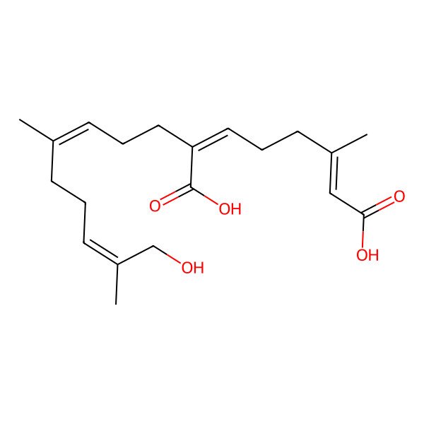 2D Structure of (E,Z,Z,Z)-2-(9-Hydroxy-4,8-dimethyl-3,7-nonadienyl)-6-methyl-2,6-octadienedioic acid