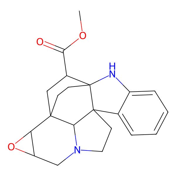 2D Structure of methyl (1S,2R,4S,9R,17R,18R,22R)-3-oxa-6,16-diazaheptacyclo[15.2.2.11,6.02,4.09,17.010,15.09,22]docosa-10,12,14-triene-18-carboxylate