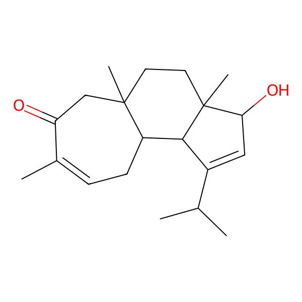 2D Structure of (3S,3aS,5aS,10aR,10bS)-3-hydroxy-3a,5a,8-trimethyl-1-propan-2-yl-4,5,6,10,10a,10b-hexahydro-3H-cyclohepta[e]inden-7-one