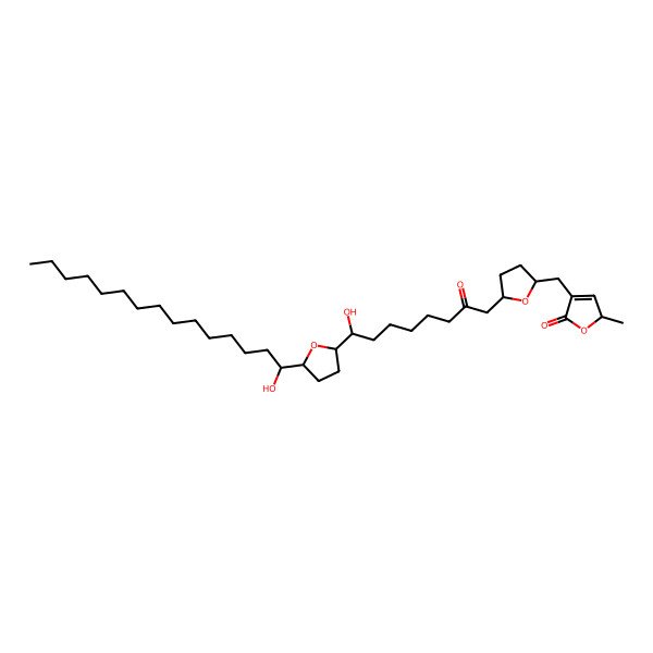 2D Structure of (2S)-4-[[(2R,5R)-5-[(8R)-8-hydroxy-8-[(2R,5R)-5-[(1R)-1-hydroxypentadecyl]oxolan-2-yl]-2-oxooctyl]oxolan-2-yl]methyl]-2-methyl-2H-furan-5-one