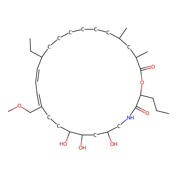 2D Structure of (2S,6S,8S,9R,12Z,14E,16R,23S,25S)-16-ethyl-6,8,9-trihydroxy-12-(methoxymethyl)-23,25-dimethyl-2-propyl-1-oxa-4-azacyclohexacosa-12,14-diene-3,26-dione