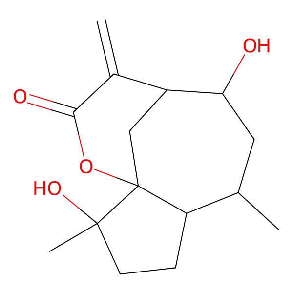 2D Structure of (1S,2S,5R,6R,8R,9S)-2,8-dihydroxy-2,6-dimethyl-10-methylidene-12-oxatricyclo[7.3.1.01,5]tridecan-11-one