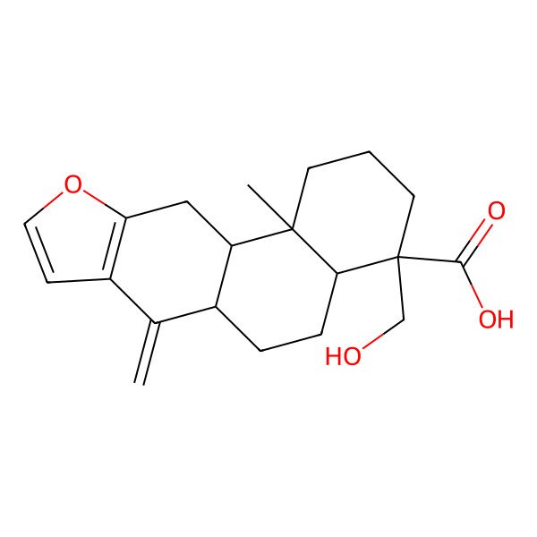 2D Structure of 4-(hydroxymethyl)-11b-methyl-7-methylidene-2,3,4a,5,6,6a,11,11a-octahydro-1H-naphtho[2,1-f][1]benzofuran-4-carboxylic acid