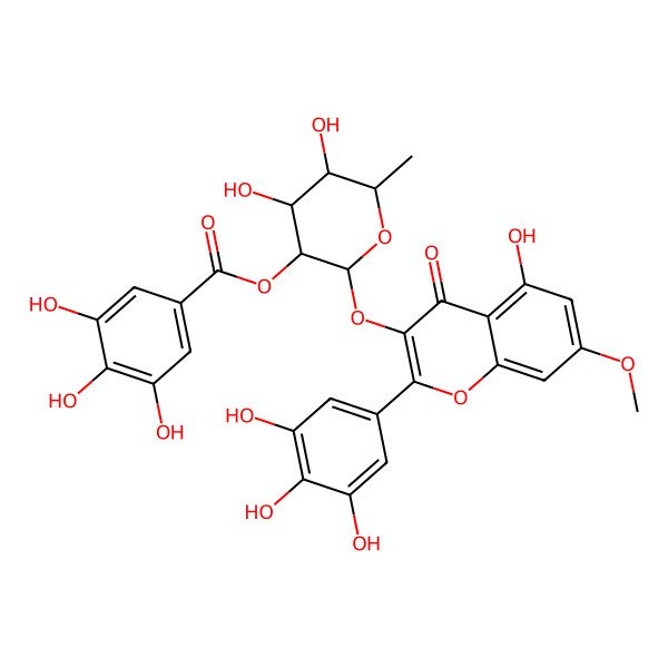 2D Structure of [4,5-Dihydroxy-2-[5-hydroxy-7-methoxy-4-oxo-2-(3,4,5-trihydroxyphenyl)chromen-3-yl]oxy-6-methyloxan-3-yl] 3,4,5-trihydroxybenzoate
