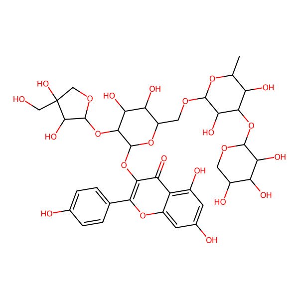 2D Structure of 3-[3-[3,4-Dihydroxy-4-(hydroxymethyl)oxolan-2-yl]oxy-6-[[3,5-dihydroxy-6-methyl-4-(3,4,5-trihydroxyoxan-2-yl)oxyoxan-2-yl]oxymethyl]-4,5-dihydroxyoxan-2-yl]oxy-5,7-dihydroxy-2-(4-hydroxyphenyl)chromen-4-one