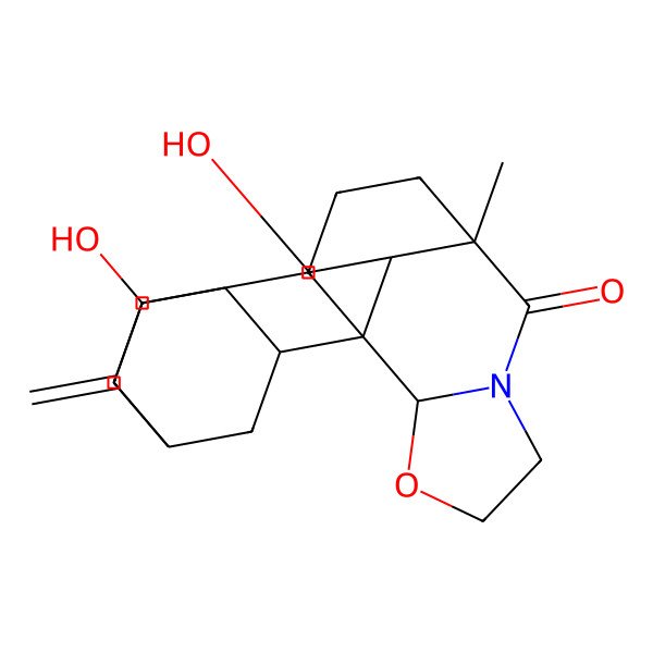 2D Structure of 6,8-Dihydroxy-11-methyl-5-methylidene-16-oxa-13-azahexacyclo[9.6.3.24,7.01,10.02,7.013,17]docosan-12-one