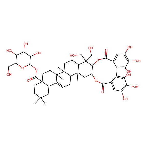 2D Structure of [3,4,5-Trihydroxy-6-(hydroxymethyl)oxan-2-yl] 27,28,29,32,33,34-hexahydroxy-21,21-bis(hydroxymethyl)-3,10,10,16,17-pentamethyl-24,37-dioxo-23,38-dioxaoctacyclo[20.16.0.03,20.04,17.07,16.08,13.025,30.031,36]octatriaconta-6,25,27,29,31,33,35-heptaene-13-carboxylate