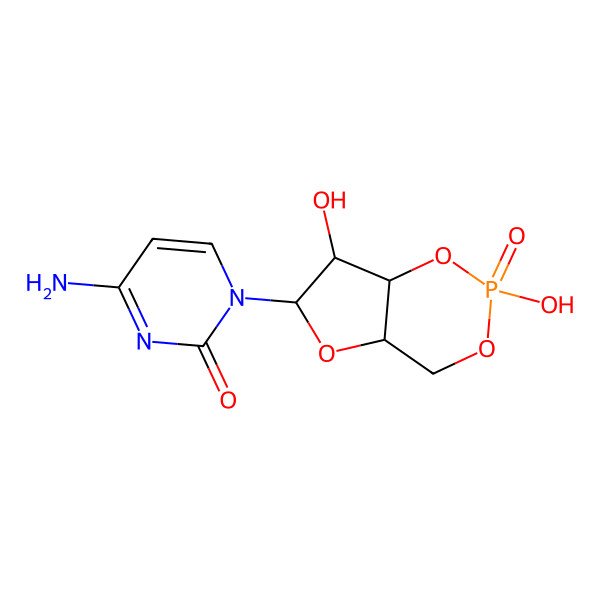 2D Structure of 4-amino-1-(2,7-dihydroxy-2-oxo-4a,6,7,7a-tetrahydro-4H-furo[3,2-d][1,3,2]dioxaphosphinin-6-yl)pyrimidin-2-one