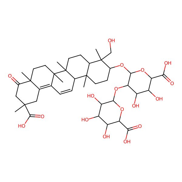 2D Structure of 6-[6-carboxy-2-[[11-carboxy-4-(hydroxymethyl)-4,6a,6b,8a,11,14b-hexamethyl-9-oxo-2,3,4a,5,6,7,8,10,12,14a-decahydro-1H-picen-3-yl]oxy]-4,5-dihydroxyoxan-3-yl]oxy-3,4,5-trihydroxyoxane-2-carboxylic acid