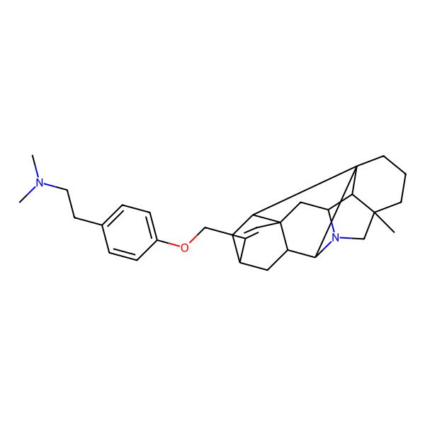 2D Structure of N,N-dimethyl-2-[4-[(5-methyl-7-azaheptacyclo[9.6.2.01,8.05,17.07,16.09,14.014,18]nonadec-12-en-12-yl)methoxy]phenyl]ethanamine