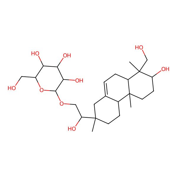 2D Structure of (2R,3R,4S,5S,6R)-2-[(2S)-2-[(2S,4aR,4bS,7S,8S,8aS)-7-hydroxy-8-(hydroxymethyl)-2,4b,8-trimethyl-3,4,4a,5,6,7,8a,9-octahydro-1H-phenanthren-2-yl]-2-hydroxyethoxy]-6-(hydroxymethyl)oxane-3,4,5-triol