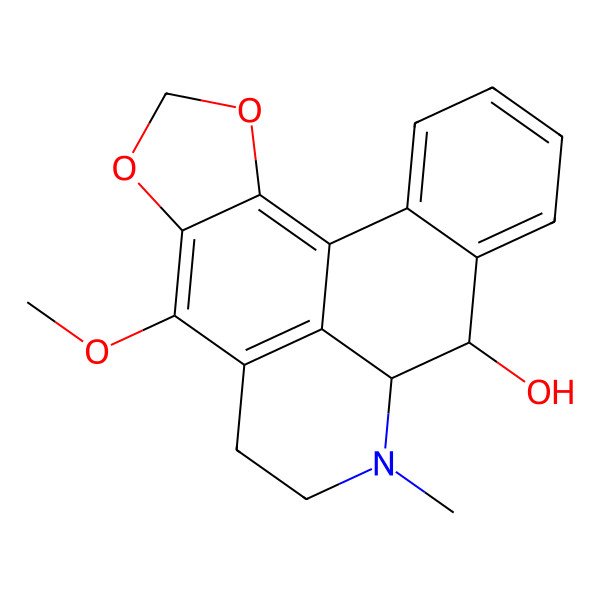 2D Structure of (12R,13R)-7-methoxy-11-methyl-3,5-dioxa-11-azapentacyclo[10.7.1.02,6.08,20.014,19]icosa-1,6,8(20),14,16,18-hexaen-13-ol