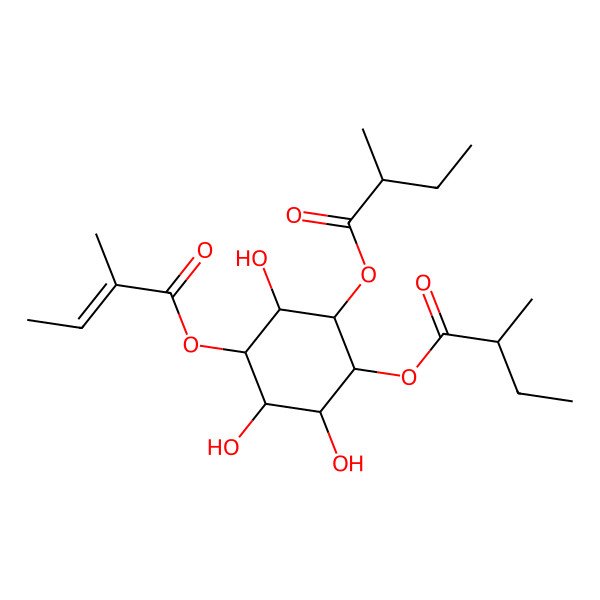 2D Structure of [(1S,2R,3R,4S,5R,6R)-2,3,5-trihydroxy-6-[(2R)-2-methylbutanoyl]oxy-4-[(Z)-2-methylbut-2-enoyl]oxycyclohexyl] (2R)-2-methylbutanoate