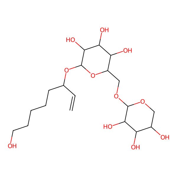 2D Structure of (2R,3R,4S,5S,6R)-2-[(3R)-8-hydroxyoct-1-en-3-yl]oxy-6-[[(2S,3R,4S,5R)-3,4,5-trihydroxyoxan-2-yl]oxymethyl]oxane-3,4,5-triol
