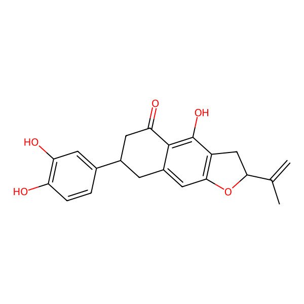 2D Structure of (2S,7R)-7-(3,4-dihydroxyphenyl)-4-hydroxy-2-prop-1-en-2-yl-3,6,7,8-tetrahydro-2H-benzo[f][1]benzofuran-5-one