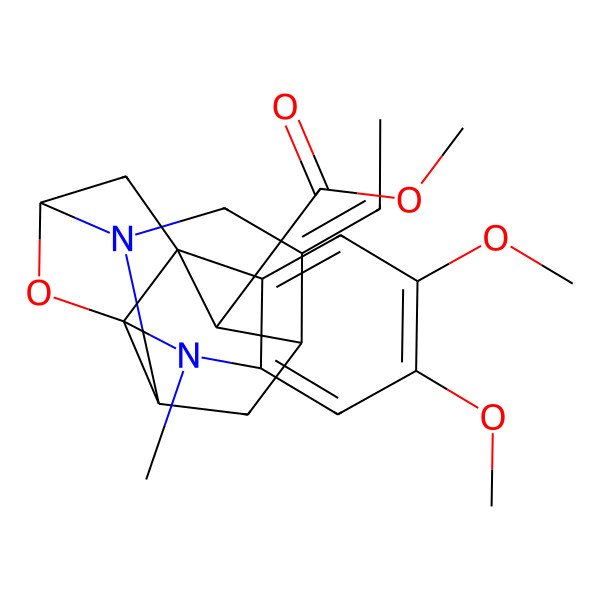 2D Structure of Methyl 14-ethylidene-5,6-dimethoxy-2-methyl-18-oxa-2,12-diazahexacyclo[9.6.1.19,15.01,9.03,8.012,17]nonadeca-3,5,7-triene-19-carboxylate