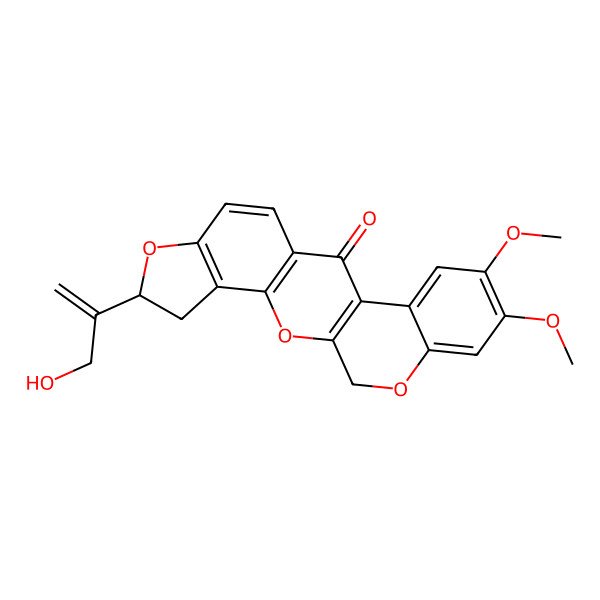 2D Structure of (6R)-6-(3-hydroxyprop-1-en-2-yl)-16,17-dimethoxy-2,7,20-trioxapentacyclo[11.8.0.03,11.04,8.014,19]henicosa-1(13),3(11),4(8),9,14,16,18-heptaen-12-one