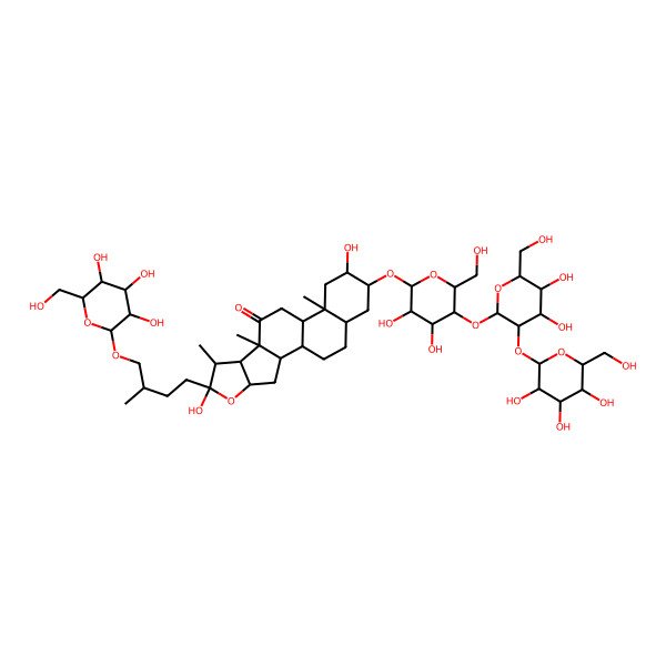 2D Structure of 16-[5-[4,5-Dihydroxy-6-(hydroxymethyl)-3-[3,4,5-trihydroxy-6-(hydroxymethyl)oxan-2-yl]oxyoxan-2-yl]oxy-3,4-dihydroxy-6-(hydroxymethyl)oxan-2-yl]oxy-6,15-dihydroxy-7,9,13-trimethyl-6-[3-methyl-4-[3,4,5-trihydroxy-6-(hydroxymethyl)oxan-2-yl]oxybutyl]-5-oxapentacyclo[10.8.0.02,9.04,8.013,18]icosan-10-one