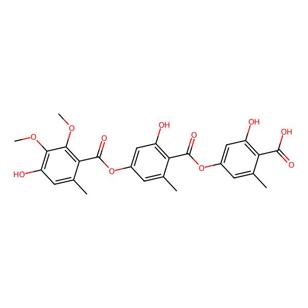 2D Structure of 2-Hydroxy-4-[2-hydroxy-4-(4-hydroxy-2,3-dimethoxy-6-methylbenzoyl)oxy-6-methylbenzoyl]oxy-6-methylbenzoic acid