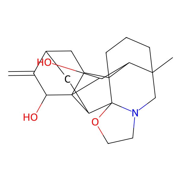 2D Structure of (1R,5R,11S,12S,14R,16R,17S,18R,20R,21R)-5-methyl-15-methylidene-10-oxa-7-azaheptacyclo[12.6.2.01,11.05,20.07,11.012,17.017,21]docosane-16,18-diol