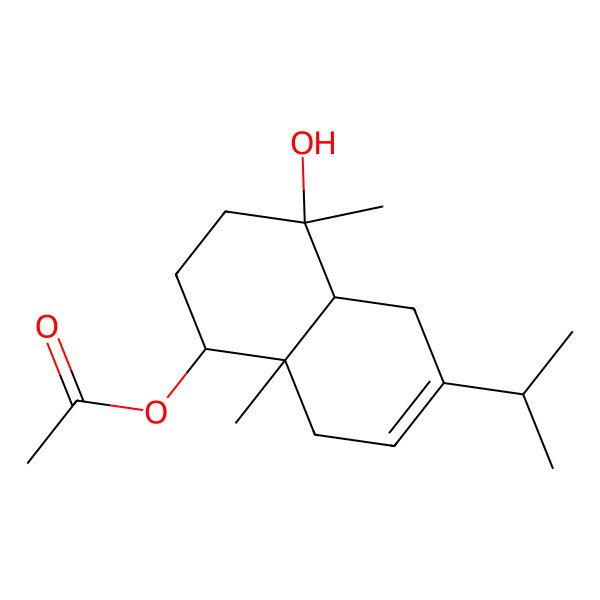 2D Structure of [(1R,4S,4aR,8aR)-4-hydroxy-4,8a-dimethyl-6-propan-2-yl-1,2,3,4a,5,8-hexahydronaphthalen-1-yl] acetate