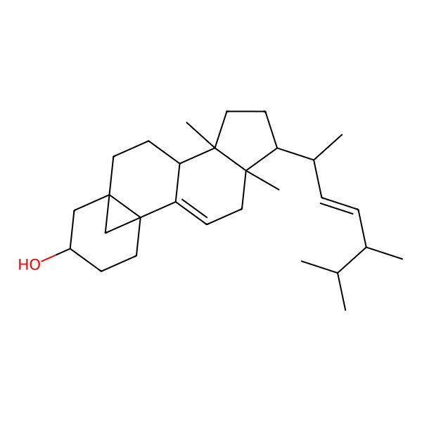 2D Structure of (1R,5R,6R,9S,10S,13S,15S)-6-[(E,2R,5R)-5,6-dimethylhept-3-en-2-yl]-5,9-dimethylpentacyclo[11.4.1.01,13.02,10.05,9]octadec-2-en-15-ol