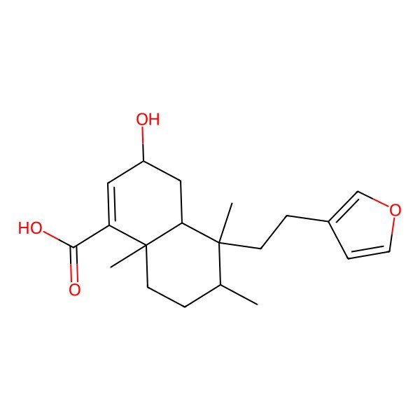 2D Structure of (3R,4aR,5S,6R,8aR)-5-[2-(furan-3-yl)ethyl]-3-hydroxy-5,6,8a-trimethyl-3,4,4a,6,7,8-hexahydronaphthalene-1-carboxylic acid