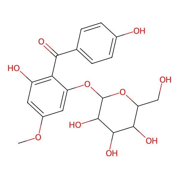 2D Structure of [2-Hydroxy-4-methoxy-6-[3,4,5-trihydroxy-6-(hydroxymethyl)oxan-2-yl]oxyphenyl]-(4-hydroxyphenyl)methanone
